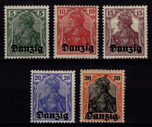 Danzig 1920 Germania Optd. Horiz., Part Set [Unused]