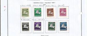 LITHUANIA - 1991 - Definitives -  Perf 8v Set - M L H