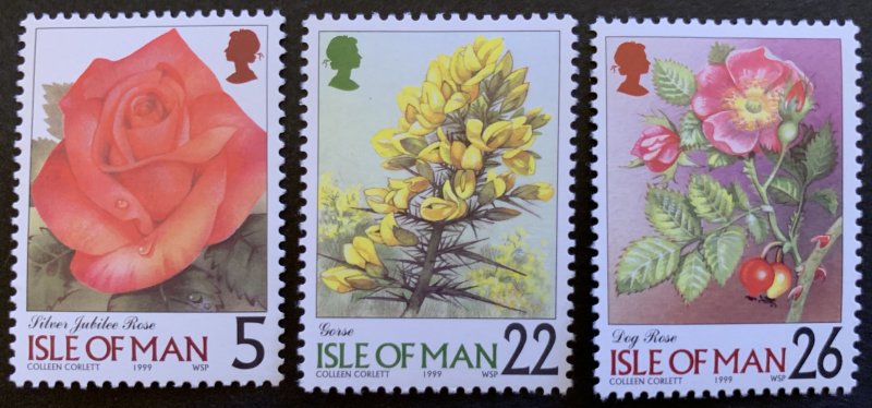 Isle of Man 1999 #796,799-800 MNH. Flowers