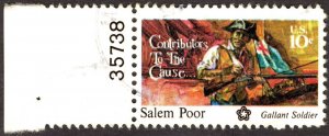 1975, US 10c, Salem Poor, Used plate single, Sc 1560