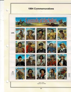 Legends of the West 29c US Postage Error Sheet #2870 VF MNH