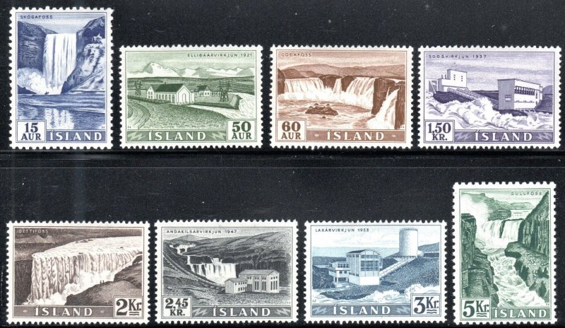 Iceland 289-96 - Mint-NH - 30a Waterfalls / Power Stations (1956) (cv $65.80)