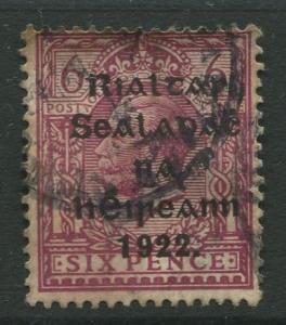 Ireland - Scott 31 - GB Overprint Issue -1922 - Used - Wmk 33 - Single 6p Stamp