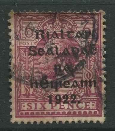 Ireland - Scott 31 - GB Overprint Issue -1922 - Used - Wmk 33 - Single 6p Stamp