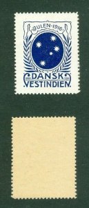 Danish West Indies. 1916  Christmas Seal MNH.  StarsSouthcross