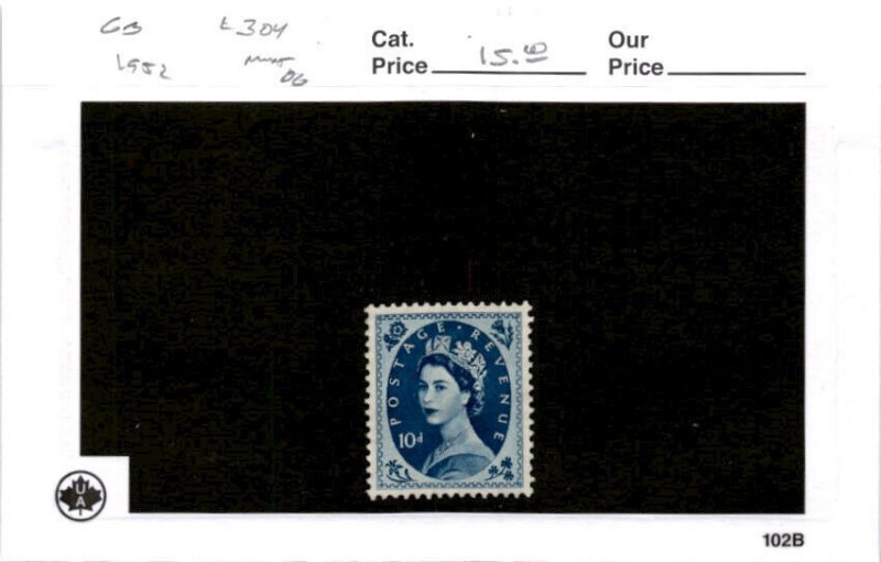 Great Britain, Postage Stamp, #304 Mint Hinged, 1952 Queen Elizabeth (AC)