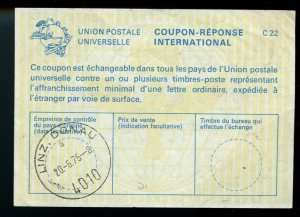 AUSTRIA c22 1975 Linz, AUSTRIA  IRC International Reply coupon