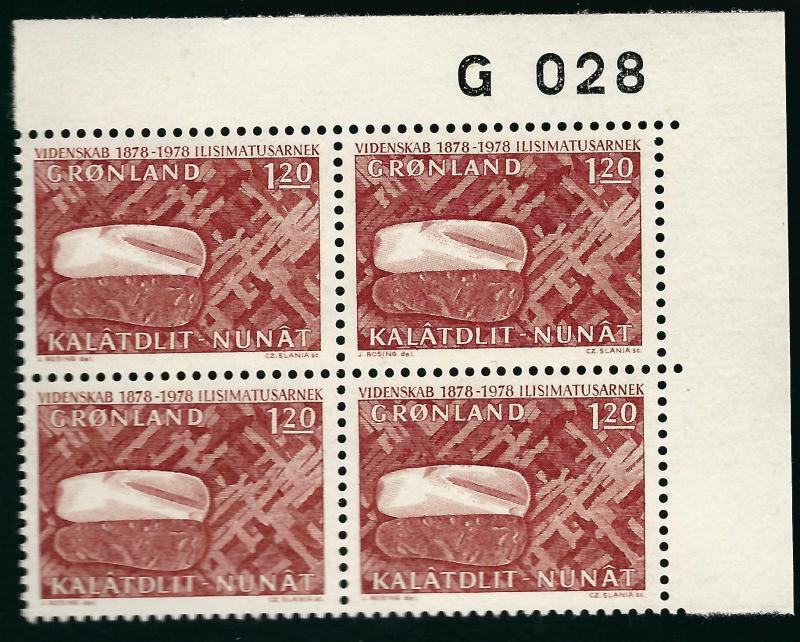 Beautiful Greenland #107 Plate Block 028 MNH VF...Kalaallit is Hot now!