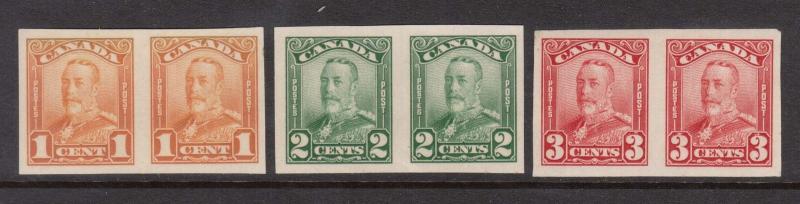 Canada #149b #150b #151a XF Mint Imperf Pair Trio