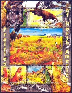 Kyrgyzstan 2004 Prairies of North America Birds Animals Sheet MNH Private