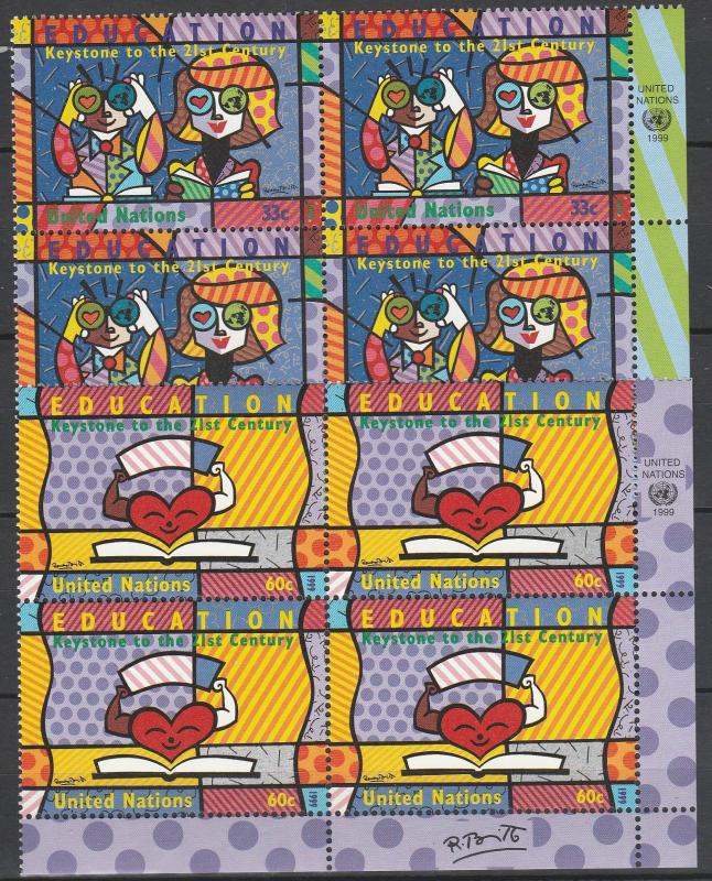 United Nations #770-71 MNH Blocks  CV $6.75 (A4989)