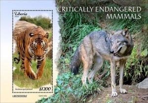 LIBERIA- 2023 - Critically Endangered Mammals -Perf Souv Sheet-Mint Never Hinged