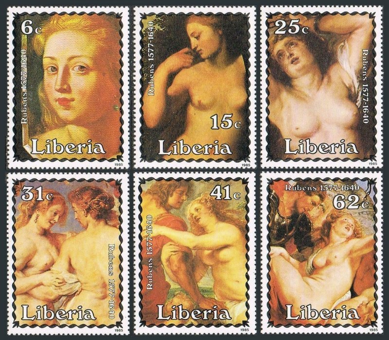 Liberia 1023-1028,1029,MNH.Mi 1336-1341,Bl.110. Paintings,Peter Paul Rubens,1985