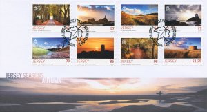 Jersey 2015 FDC Landscapes Stamps Seasons Autumn Trees Architecture 8v Set