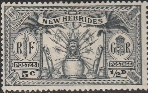 New Hebrides, #41  MH From 1925,  CV-$1.90,   pencil mark on back