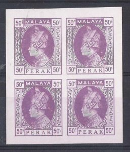 Malaya - Perak 1933 Survey Dept essay 50c lilac solid background vf block of 4