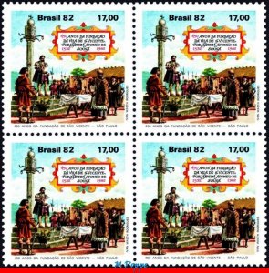 1800 BRAZIL 1982 MARTIN A.DE SOUZA, FOUNDATION OF SAO VICENTE MI# 1900 BLOCK MNH