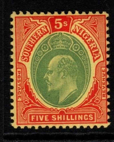 SOUTHERN NIGERIA SG42 1909 5/= GREEN & RED/YELLOW MNH 