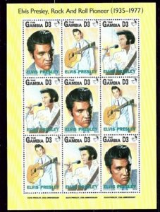 Gambia 1347 MNH 1993 Elvis Presley sheet of 9