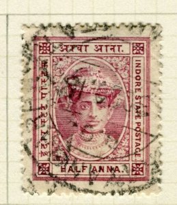 INDIA; INDORE 1904 early classic Holkar local issue used 1/2a. value 