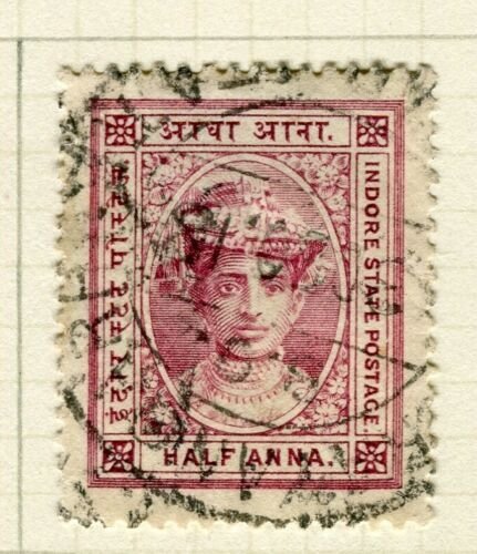 INDIA; INDORE 1904 early classic Holkar local issue used 1/2a. value 