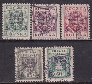 Poland 1919 Sc B6-10 First Polish Philatelic Exhibition Perf 11.5 Stamp Used