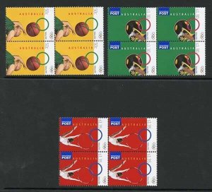 Australia SG3028/30 2008 Beijing Olympic Games Set Blocks of 4 U/M