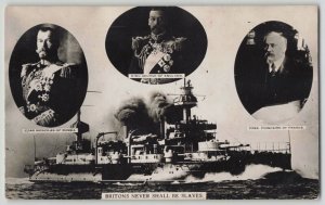 Great Britain 1915 WWI Britons Never Shall Be Slaves Patriotic Naval Postcard