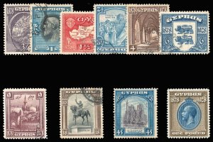 Cyprus 1928 KGV set complete very fine used. SG 123-132. Sc 114-123.