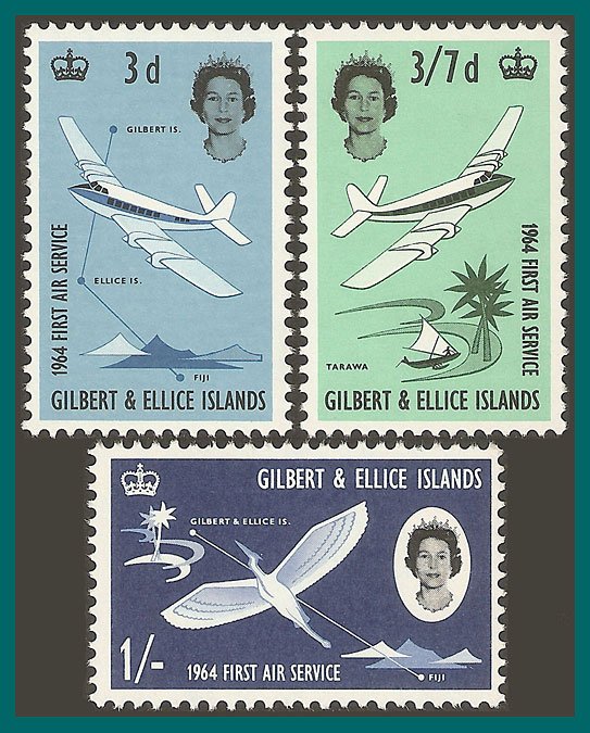 Gilbert & Ellice Islands 1964 Air Service, MLH  #79-81,SG82-SG84