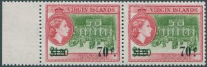 British Virgin Islands 1962 70c on $1.20 deep yellow-green & carmine-red SG171a