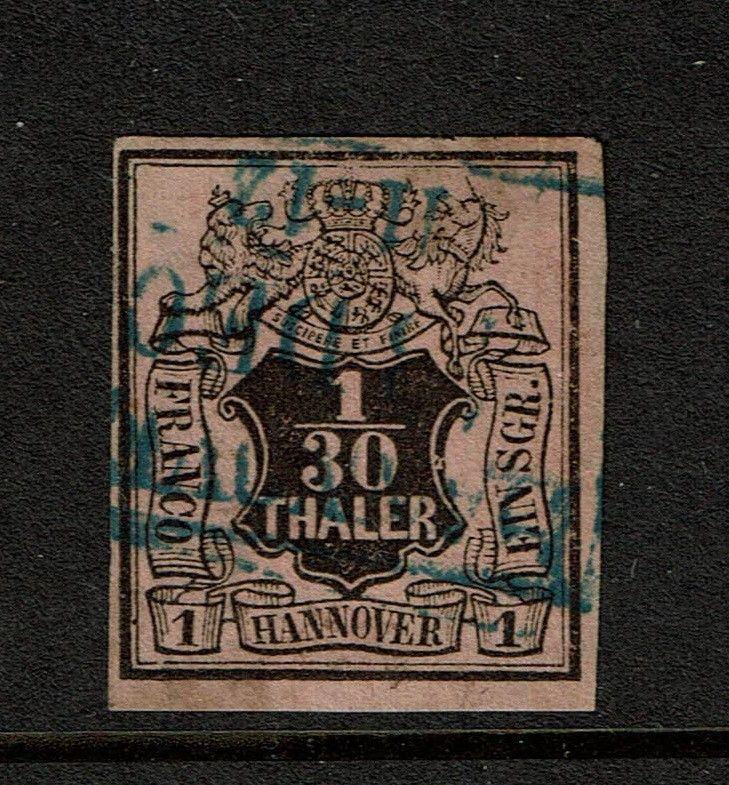 Hanover SC# 3, Used, very tiny top shallow margin thin (Noted Mi# 3a) - S3720