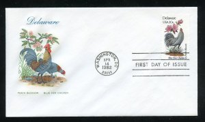 US 1960 Delaware Blue Hen Chicken Peach Blossom UA Farnam cachet FDC