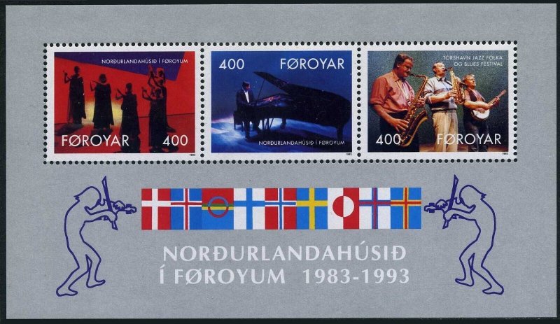 Faroe 247-249,249a, MNH. Mi 243-245, Bl.6. Nordic House Entertainers,1993, Dance