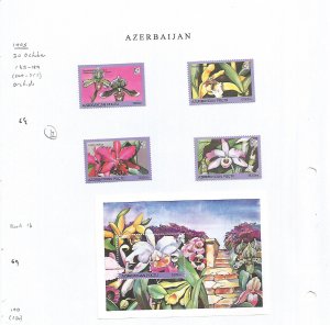 AZERBAIJAN - 1996 - Orchids - Perf 4v Set & Souv Sheet - Mint Lightly Hinged