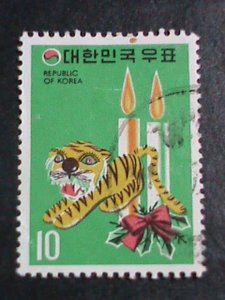 ​KOREA-1974 SC#880  NEW YEAR-YEAR OF THE LOVELY TIGER USED STAMP-VERY FINE