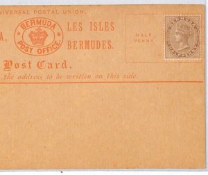 BERMUDA QV Unused HALFPENNY Stamp Early Buff UPU Postcard {samwells-covers}PJ90