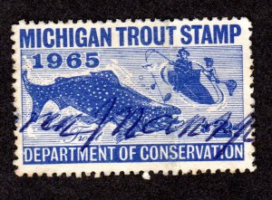 Michigan State Revenue, Trout stamp # MIT18 used Lot 230717