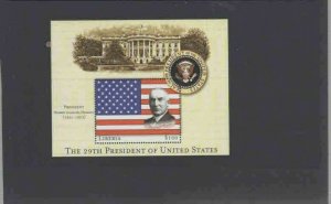 LIBERIA 2001 29TH PRESIDENT OF THE U.S WARREN HARDING MINT VF NH O.G S/S (20