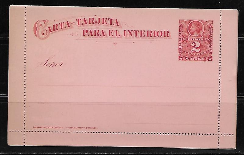 Chile Postal Stationery Letercard H&G #2 Mint