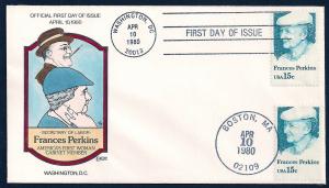 UNITED STATES FDC 15¢ Perkins DUAL 1980 Collins H-P T201