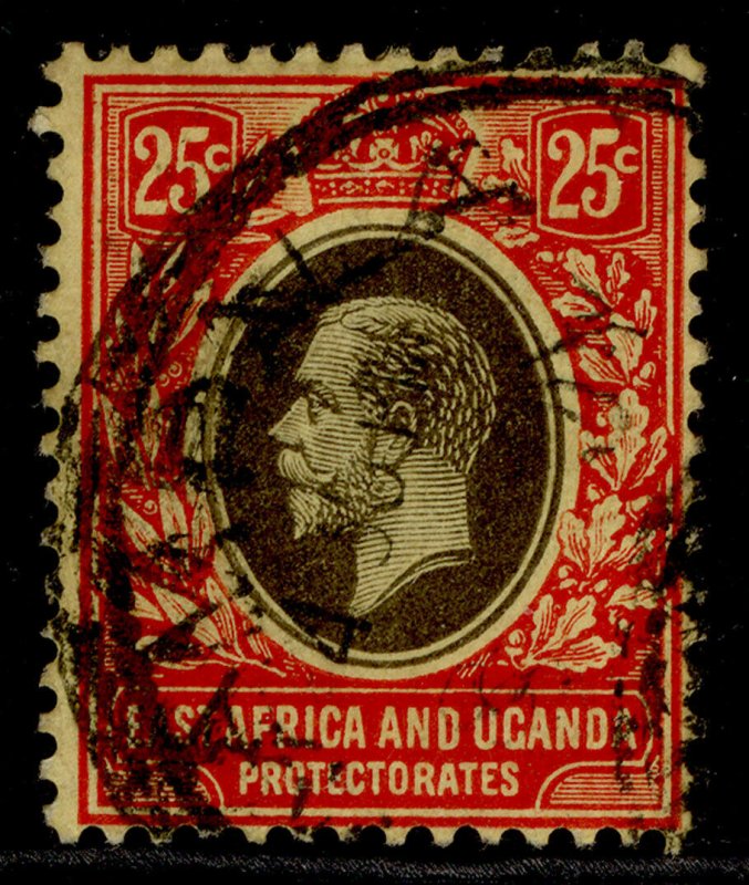 EAST AFRICA and UGANDA GV SG50b, 25c black and red/lemon, FINE USED. Cat £11.