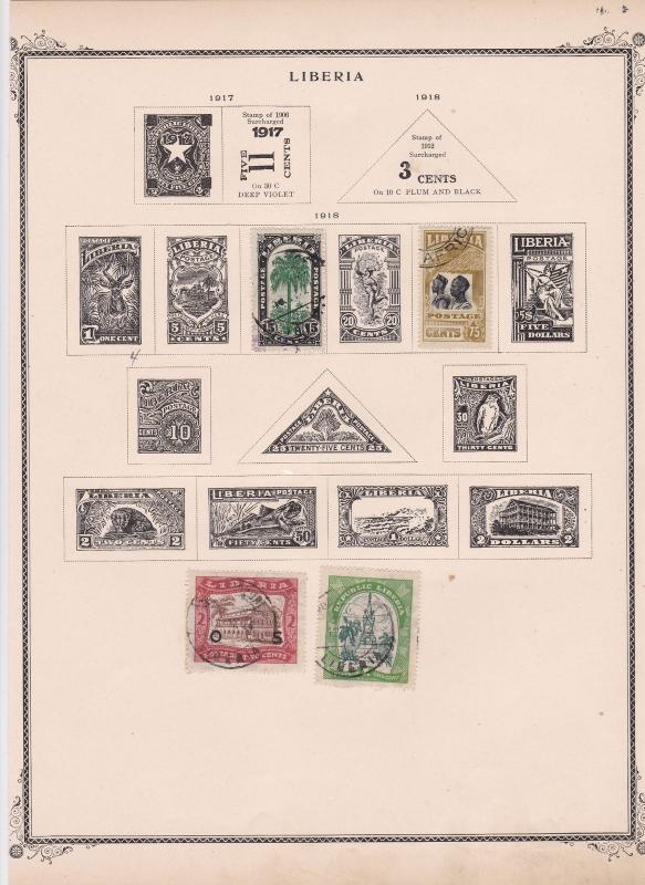 liberia 1918 - 1921  stamps on  album page ref r11868