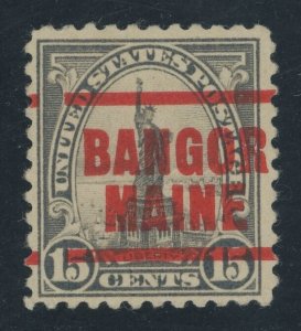 USA 566 - 15 cent Liberty with Red Bangor Maine Precancel - VF Used - rare