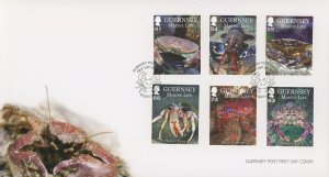 Guernsey 1260-65 FDC cover marine life shellfish (2110 144)