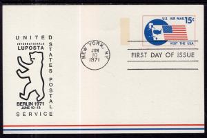 US UXC11 Flag Map Postal Card Unknown U/A FDC