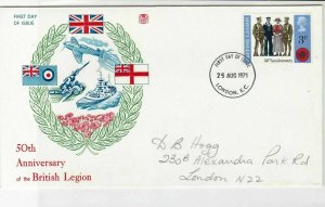 british 1971 50th Ann of the British Legion 1st day issue stamps cover ref 21538