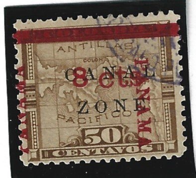 Canal Zone Scott #14 Used 50c Overprints & 8c Surcharged  2019 CV $25.00