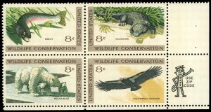 US Sc 1427-30 VF/MNH ZIP Block - 1971 8¢ Wildlife Conservation- P.O. Fresh