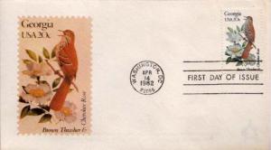 United States, First Day Cover, Birds, Flowers, Georgia